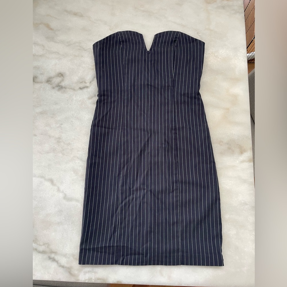 Dark blue pin-stripe mini dress